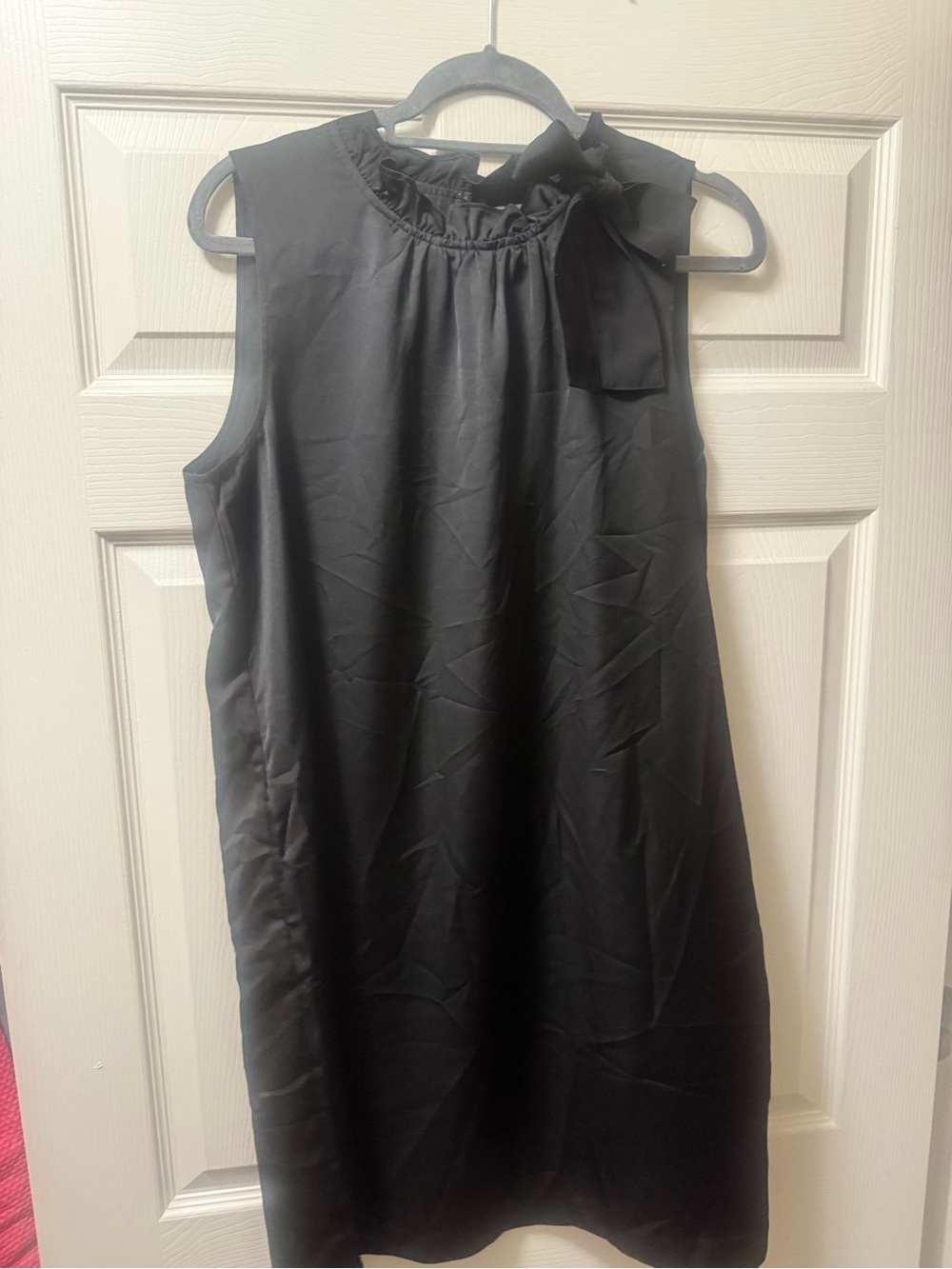 J. Crew Black Sleeveless Midi Dress with Neck Bow